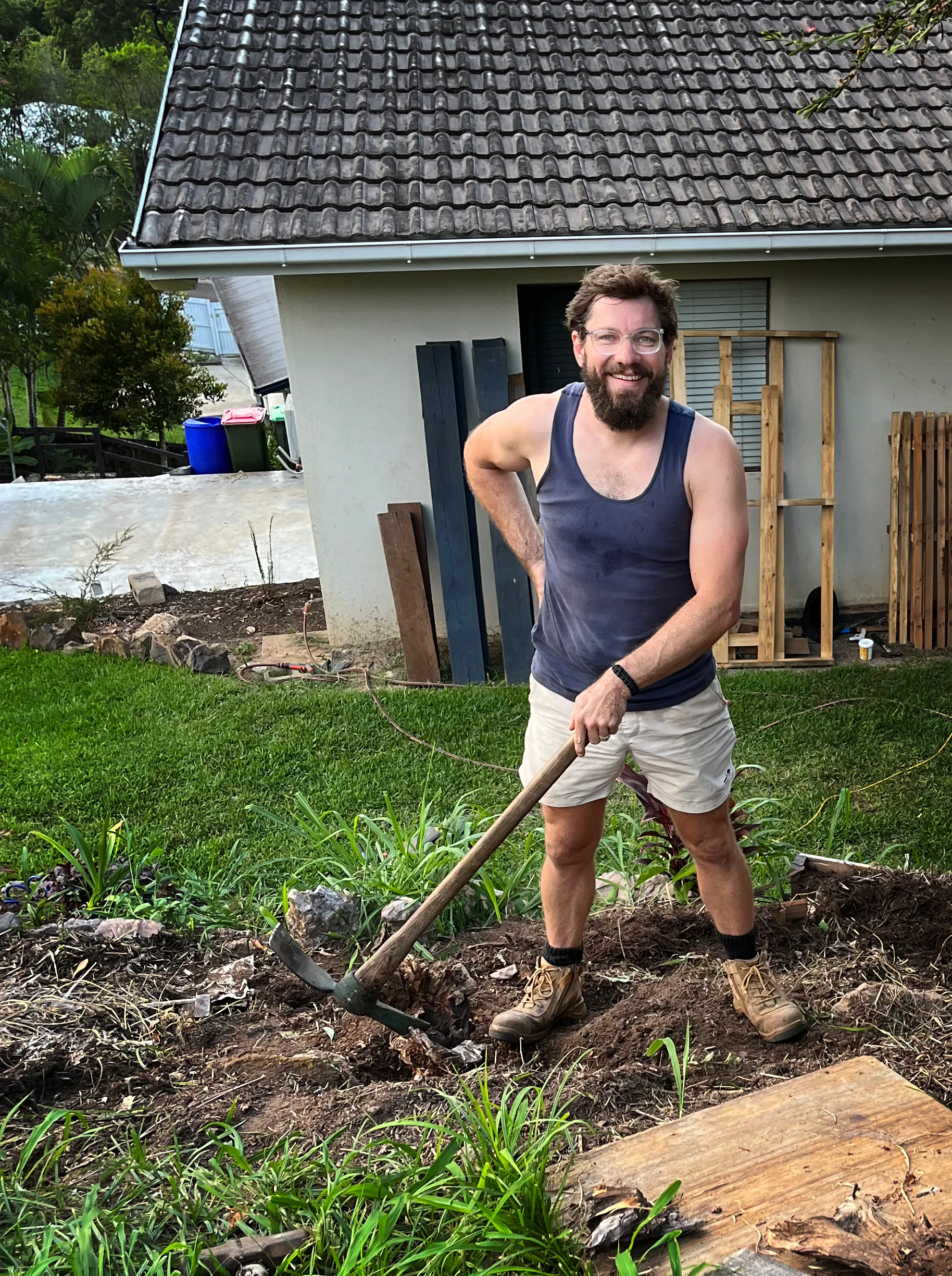 Tim working in the garden
